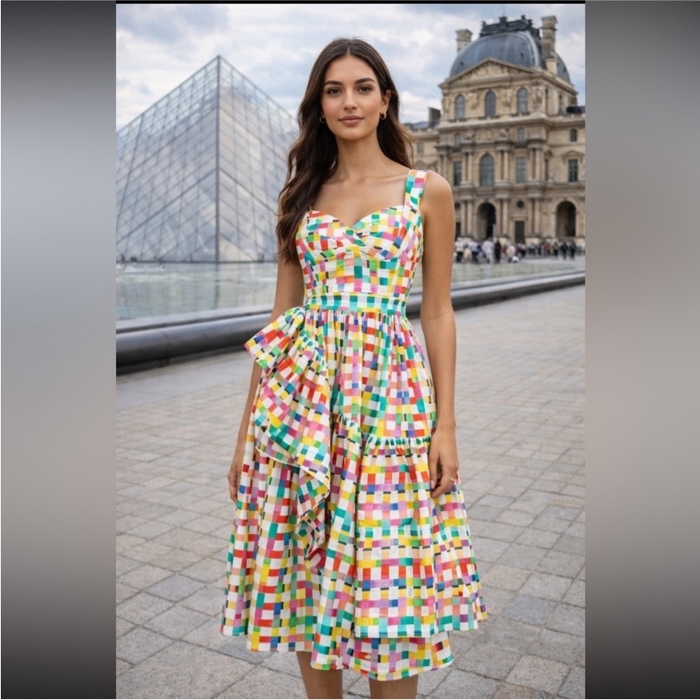 🎉LAST ONE 🎉Anthropologie NWT CeliaB Corsica Asymmetrical Ruffle Dress size XXS.